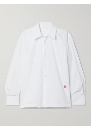 alexanderwang.t - Logo-appliquéd Cotton-poplin Shirt - White - xx small,x small,small,medium,large,x large