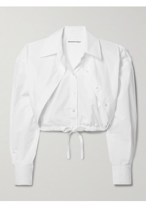 alexanderwang.t - Cropped Layered Cotton-poplin Shirt - White - xx small,x small,small,medium,large,x large