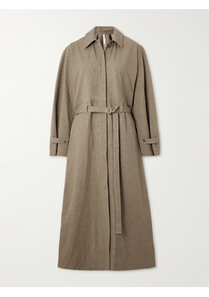Lauren Manoogian - Belted Cotton And Linen-blend Trench Coat - Green - 1,2