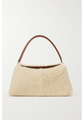 Tod's - Leather-trimmed Shearling Shoulder Bag - Cream - One size