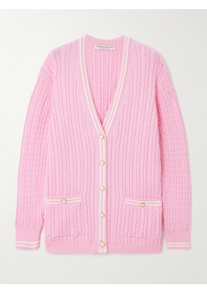 Alessandra Rich - Cable-knit Cotton Cardigan - Pink - IT36,IT38,IT40,IT42,IT44,IT46