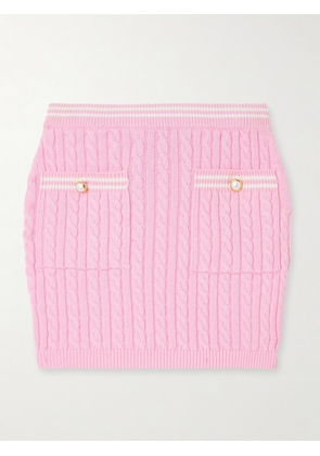 Alessandra Rich - Cable-knit Cotton Mini Skirt - Pink - IT36,IT38,IT40,IT42,IT44