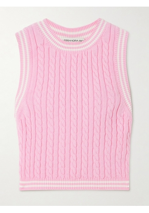 Alessandra Rich - Cropped Cable-knit Cotton Top - Pink - IT36,IT38,IT40,IT42,IT44