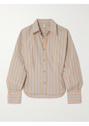 Petar Petrov - All Day Oversized Gathered Striped Cotton-poplin Shirt - Orange - FR34,FR36,FR38,FR40,FR42,FR44