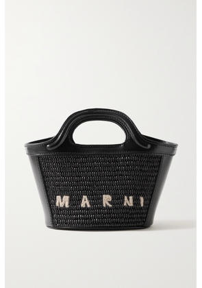 Marni - Tropicalia Micro Leather And Embroidered Faux Raffia Tote - Black - One size