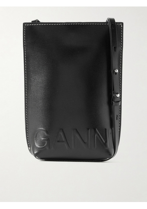 GANNI - + Net Sustain Banner Small Embossed Recycled Leather-blend Shoulder Bag - Black - One size