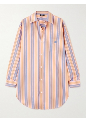 Etro - Oversized Embroidered Striped Cotton-poplin Shirt - Multi - IT36,IT38,IT40,IT42,IT44,IT46,IT48,IT50