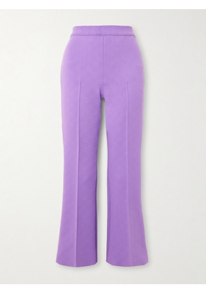 HIGH SPORT - Kick Cropped Checked Stretch-cotton Flared Pants - Purple - x small,small,medium,large,x large