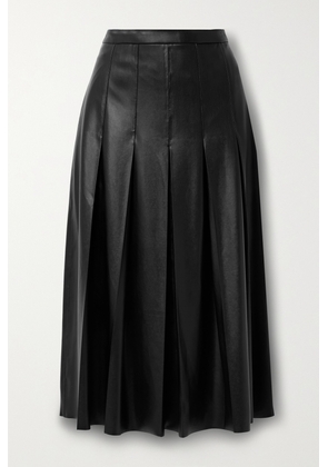 Veronica Beard - Herson Pleated Vegan Leather Midi Skirt - Black - US2,US4,US6,US10