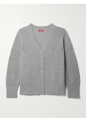 STAUD - Matilda Ribbed-knit Wool-blend Cardigan - Gray - x small,small,medium,large