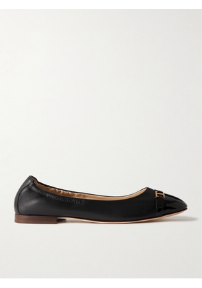 Tod's - Embellished Patent-trimmed Leather Ballet Flats - Black - IT36,IT36.5,IT37,IT37.5,IT38,IT38.5,IT39,IT39.5,IT40,IT40.5,IT41,IT42