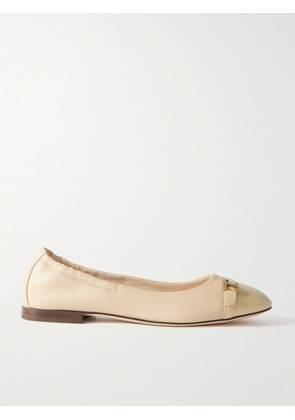 Tod's - Embellished Patent-trimmed Leather Ballet Flats - Cream - IT36,IT36.5,IT37,IT37.5,IT38,IT38.5,IT39,IT39.5,IT40,IT40.5,IT41,IT42