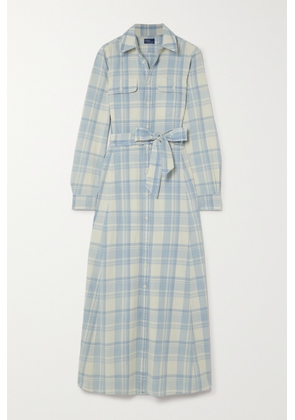 Polo Ralph Lauren - Belted Checked Cotton-twill Maxi Shirt Dress - Blue - US0,US2,US4,US6,US8,US10,US12