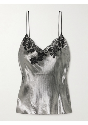 Carine Gilson - Lace-trimmed Metallic Silk-blend Camisole - Gray - x small,small,medium,large,x large