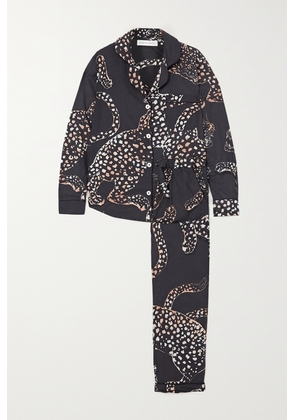 Desmond & Dempsey - + Net Sustain Jag Animal-print Organic Cotton Pajama Set - Black - x small,small,medium,large,x large