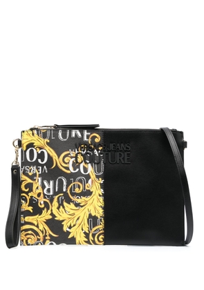 Versace Jeans Couture Barocco-print logo-plaque clutch bag - Black