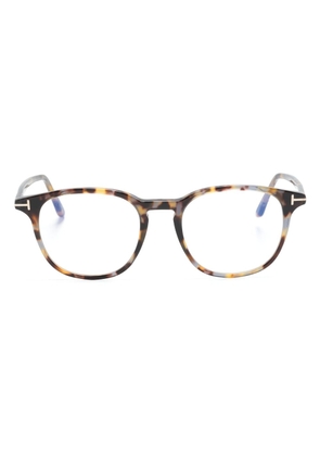 TOM FORD Eyewear tortoiseshell-effect oval-frame glasses - Brown