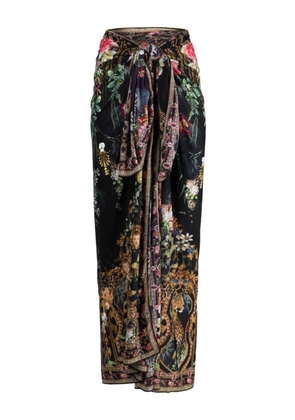 Camilla floral-print sarong maxi skirt - Black