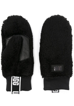 UGG logo-patch fleece-texture mittens - Black