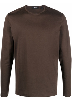Theory long-sleeve cotton T-shirt - Brown