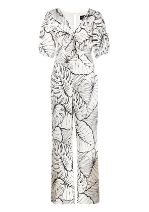 Marchesa Notte leaf-print jumpsuit - Neutrals