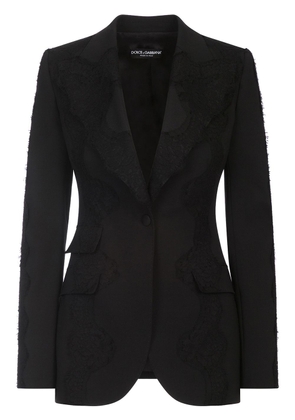 Dolce & Gabbana lace-overlay peak-lapel blazer - Black