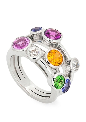 Boodles White Gold, Diamond, Sapphire And Gemstone Raindance Rainbow Ring