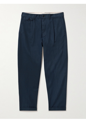 Alex Mill - Tapered Cropped Pleated Cotton and Linen-Blend Trousers - Men - Blue - UK/US 28
