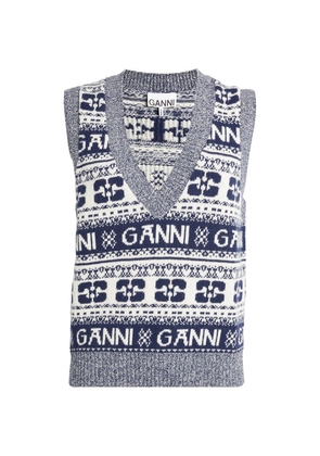 Ganni Wool-Blend Logo Sweater Vest