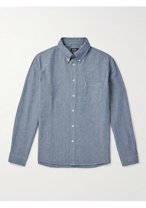 A.P.C. - Edouard Button-Down Collar Cotton-Chambray Shirt - Men - Blue - XS