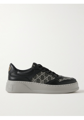 Gucci - Monogrammed Coated-Canvas and Leather Sneakers - Men - Black - UK 6