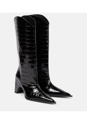 Coperni Bridge croc-effect leather knee-high boots