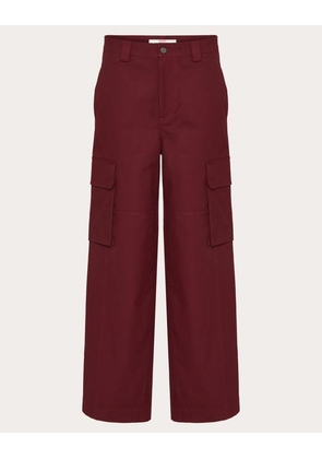 Valentino STRETCH COTTON CANVAS CARGO TROUSERS Man RUBY 44