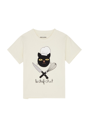 Mini Rodini Kids Chef Cat Stretch-cotton T-shirt - Off White - 6 Months