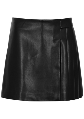 Alice + Olivia Toni Pleated Faux Leather Mini Skirt - Black - 10