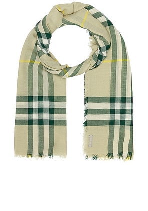 Burberry Check Print Scarf in Hunter - Green. Size all.