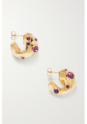 Dries Van Noten - Gold-tone Crystal Earrings - Purple - One size
