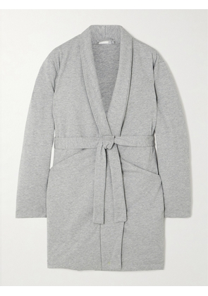 Skin - Shannon Belted Padded Cotton-jersey Robe - Gray - 0,1,2,3,4,5