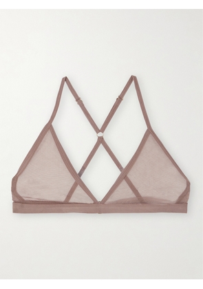 Skin - + Net Sustain Odelyn Jersey-trimmed Cotton-tulle Soft-cup Triangle Bra - Neutrals - x small,small,medium,large