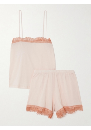 Skin - + Net Sustain Recycled Lace-trimmed Organic Pima Cotton-jersey Pajama Set - Pink - 0,1,2,3,4,5