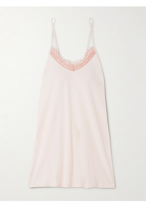 Skin - + Net Sustain Recycled Lace-trimmed Organic Pima Cotton-jersey Chemise - Pink - 0,1,2,3,4,5
