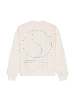 Free & Easy Yin Yang Heavy Fleece Sweatshirt in Cream. Size M, S, XL/1X.