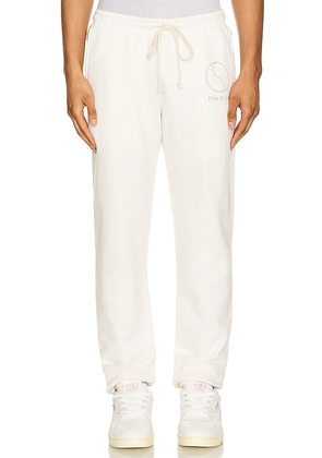 Free & Easy Yin Yang Heavy Fleece Sweatpants in Cream. Size M, S, XL/1X.