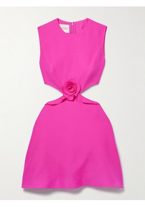Valentino Garavani - Cutout Appliquéd Wool And Silk-blend Crepe Mini Dress - Pink - IT36,IT38,IT40,IT42,IT44,IT46