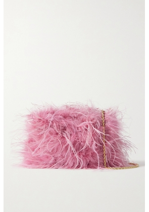 Loeffler Randall - Zahara Feather-embellished Satin Clutch - Pink - One size