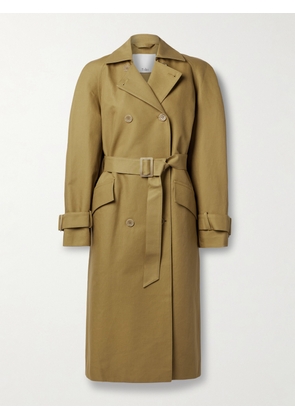 Tibi - Belted Double-breasted Cotton-gabardine Trench Coat - Brown - xx small,x small,small,medium,large