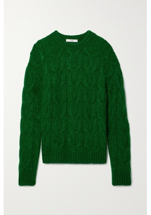 Tibi - Cable-knit Brushed Mohair-blend Sweater - Green - xx small,x small,small,medium,large,x large