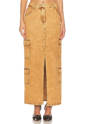 BY.DYLN Tate Maxi Skirt in Tan. Size M, S, XL, XS.
