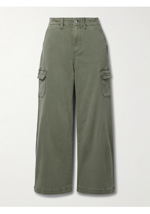 PAIGE - Carly High-rise Cotton-blend Wide-leg Cargo Pants - Green - 23,24,25,26,27,28,29,30,31,32