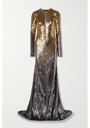 Naeem Khan - Ombré Embellished Sequined Stretch-tulle Gown - Gold - US2,US4,US6,US8,US10,US12,US14,US16